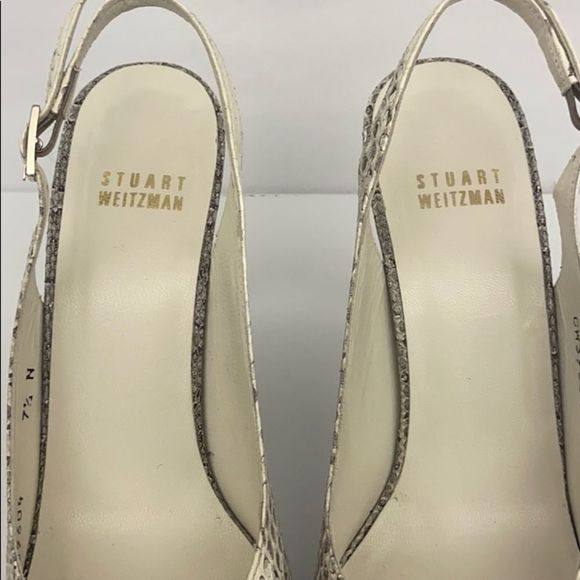 Stuart Weitzman Snakeskin Peep toe Sandals Sz 7.5 - Picture 4 of 5